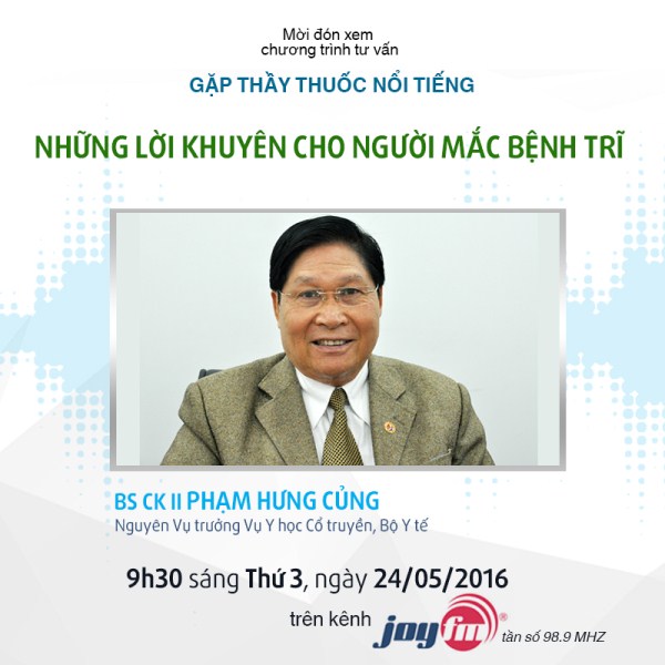 Poster chương trình “Gặp thầy thuốc nổi tiếng — Những lời khuyên cho người mắc bệnh trĩ”, 9h30 sáng thứ 3 ngày 24/05/2016