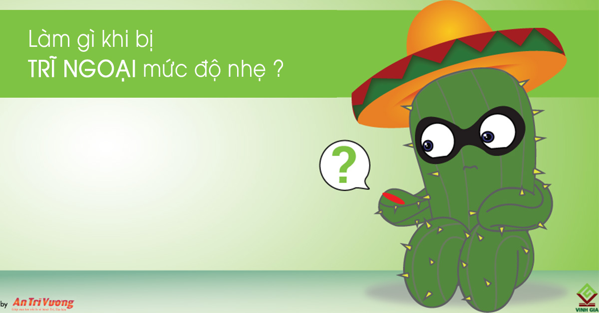 Banner minh họa nhân vật xương rồng với câu hỏi “Làm gì khi bị trĩ ngoại mức độ nhẹ?”